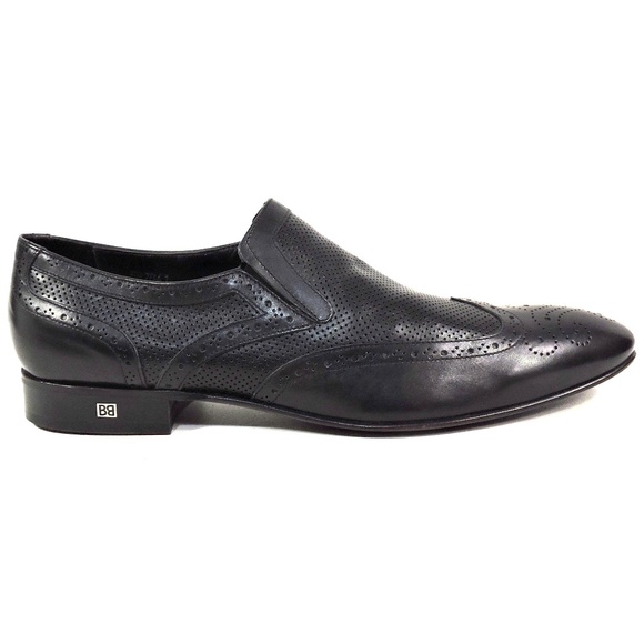 BALDININI ?? MEN\'S BLACK SOFT LEATHER COMFORT SUMMER LOAFERS